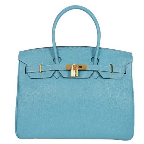 Hermes Birkin 35CM draagtassen glad Togo leer lichtblauw goud