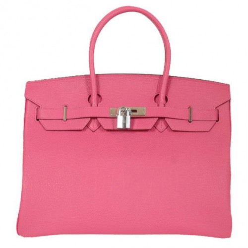 Hermes Birkin 35CM Tote tassen glad Togo leer perzik zilver