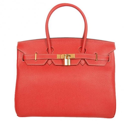 Hermes Birkin 35CM draagtassen glad Togo leer rood goud