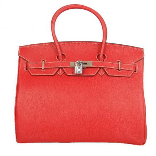 Hermes Birkin 35CM draagtassen glad Togo leer rood zilver