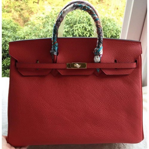 Hermes Birkin 40CM tas rood Litchi leer BK40 goud