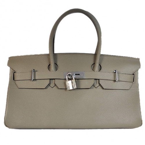 Hermes Birkin 42cm JPG Birkin Togo lederen grijze tas zilveren hardware