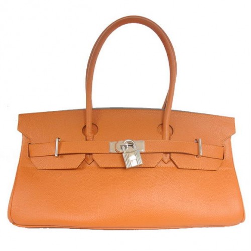 Hermes Birkin 42cm JPG Birkin Togo lederen oranje tas zilveren hardware