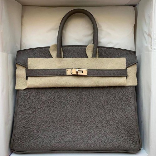 Hermes Birkin Tas Origineel Leer 35CM 17825 Tinware Grijs
