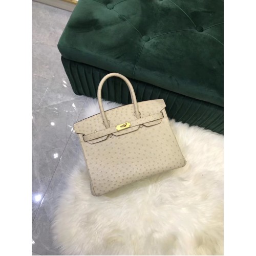 Hermes Birkin Bag Original Leather Struisvogelhuid HBK2530 creme