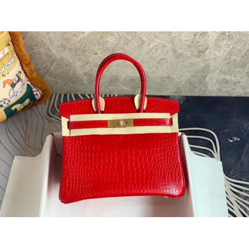 Hermes Birkin Tas Origineel Leer krokodil HBK35 rood