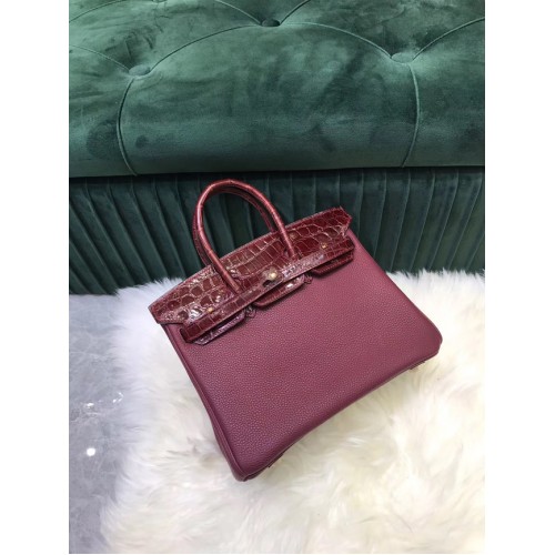 Hermes Birkin Bag Original Leather krokodil togo HBK2530 Burgundy