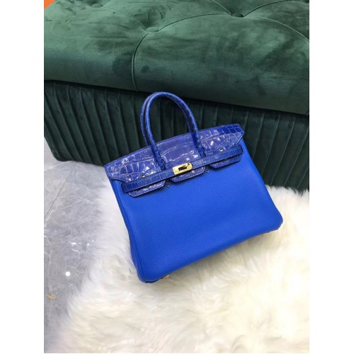 Hermes Birkin Tas Origineel Leer krokodil togo HBK2530 Elektro optisch blauw