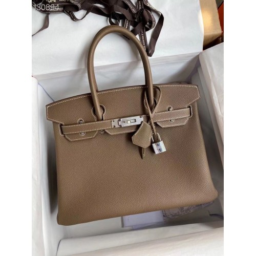 Hermes Birkin Tas Origineel Togo Leer 17825 Grijs