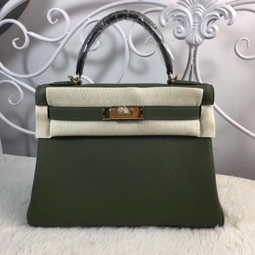 Hermes Birkin Tote tas origineel Togo leer BK35 donkergroen