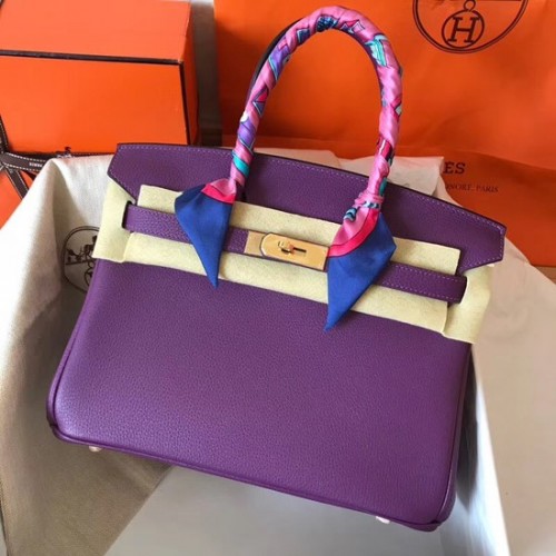Hermes Birkin Tote tas origineel Togo leer BK35 paars