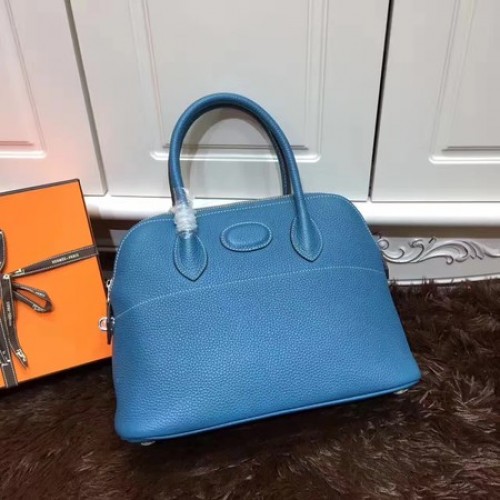 Hermes bolide 31 cm kalfsleren draagtas B3302 blauw