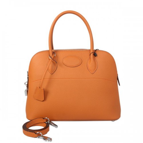 Hermes bolide 31cm draagtassen kalfsleer oranje