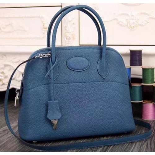 Hermes bolide 37 cm kalfsleren draagtas B1004 blauw