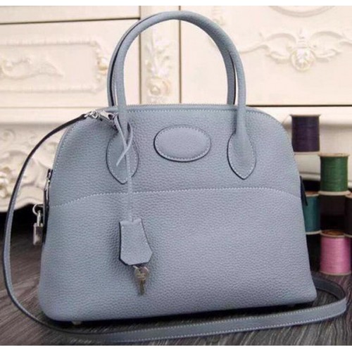 Hermes bolide 37 cm kalfsleren draagtas B1004 hemelsblauw