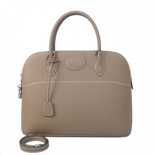 Hermes bolide 37cm draagtassen kalfsleer grijs