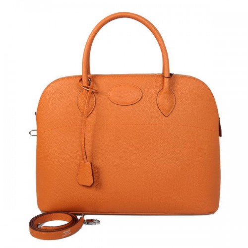 Hermes bolide 37cm draagtassen kalfsleer oranje