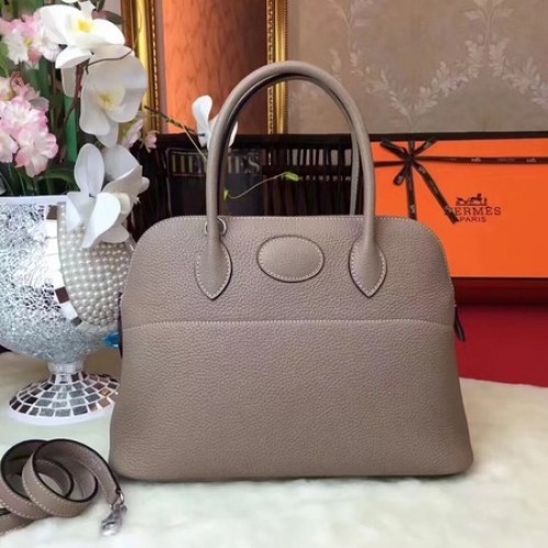 Hermes Bolide Original Leren Tote Bag B1007 Lichtgrijs