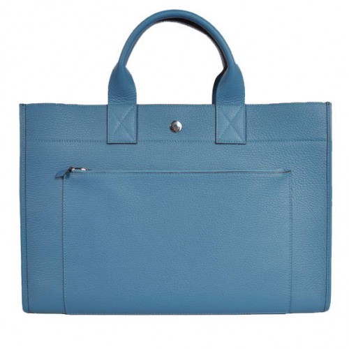 Hermes aktetas 40cm tas Clemence leer blauw