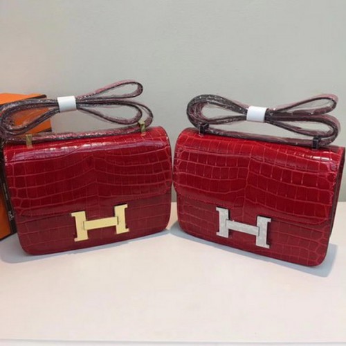 Hermes Constance tas Croco leer H9978C rood