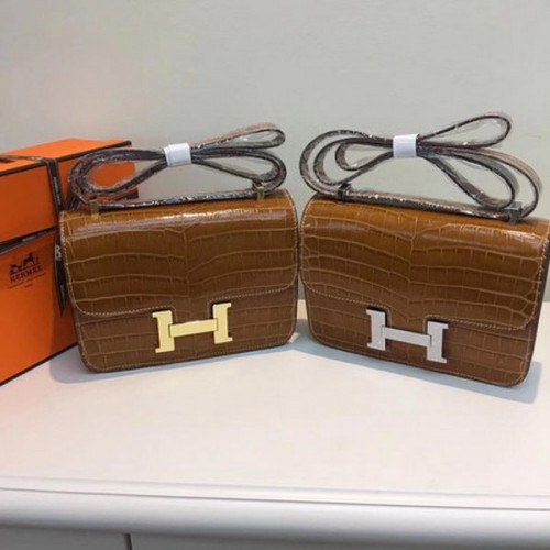 Hermes Constance Tas Croco Leer H9978C Tarwe