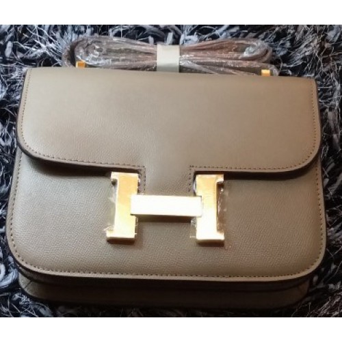 Hermes Constance tas Litchi leer H9998 grijs