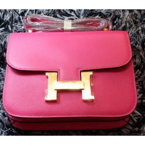 Hermes Constance Tas Litchi Leer H9998 Roze