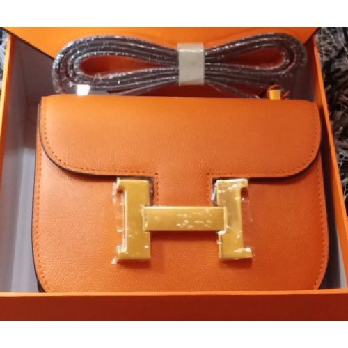 Hermes Constance Tas Litchi Leer H9999L Oranje