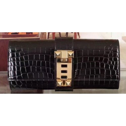 Hermes Croco lederen clutch H88017 zwart