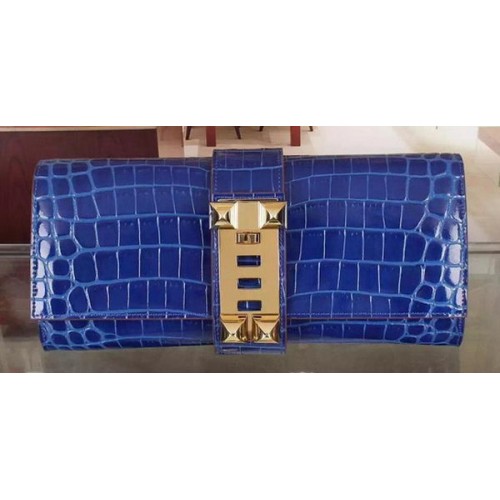 Hermes Croco lederen clutch H88017 blauw