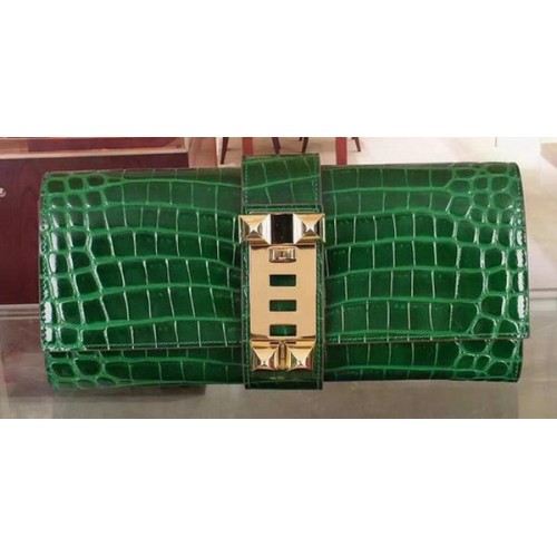 Hermes Croco lederen clutch H88017 groen
