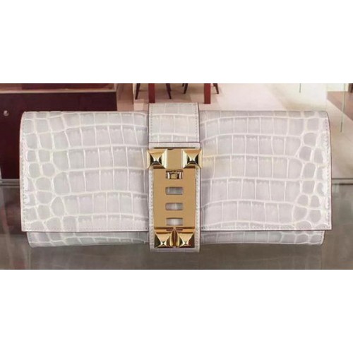 Hermes Croco lederen clutch H88017 grijs