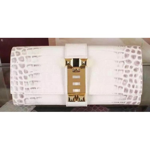 Hermes Croco lederen clutch H88017 gebroken wit