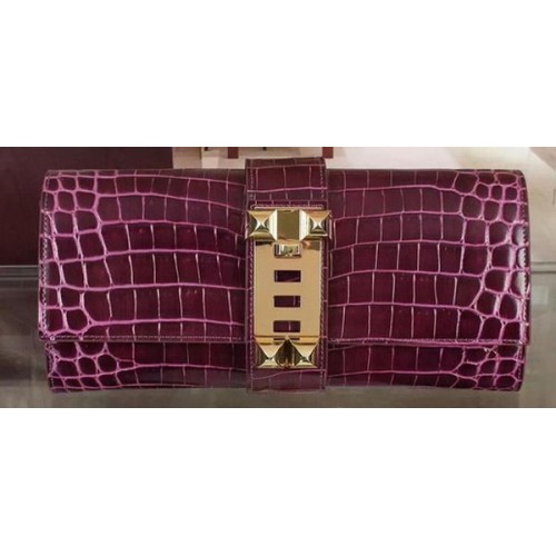 Hermes Croco lederen clutch H88017 paars
