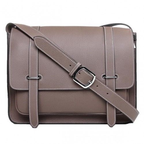 Hermes Etriviere Messenger Bag Togo Leer H1069 Grijs
