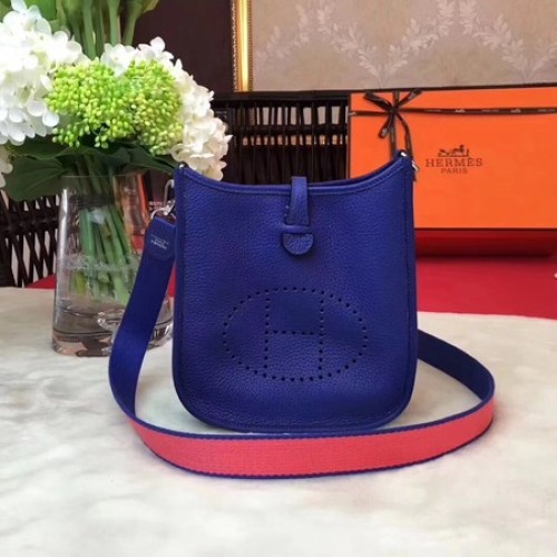 Hermes Evelyne mini 17cm koerierstas origineel kalfsleer H1187 blauw