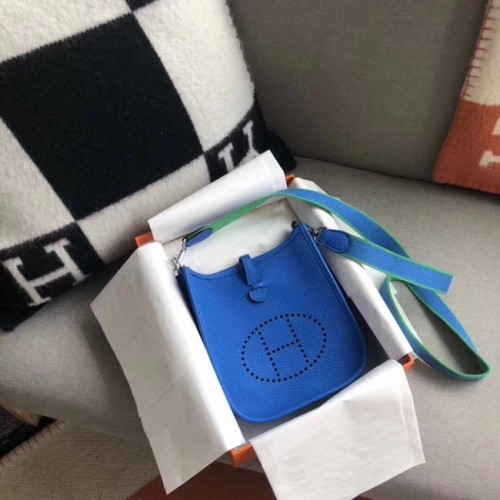 Hermes Evelyne originele togo lederen mini schoudertas H15698 blauw