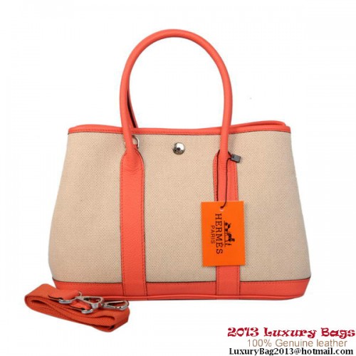 Hermes Garden Party 30cm tas canvas leer A1288 lichtrood