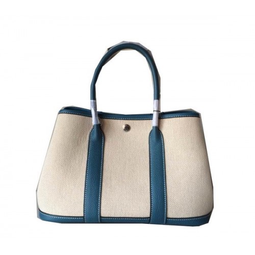 Hermes Garden Party 30cm tas canvas leer H11S blauw