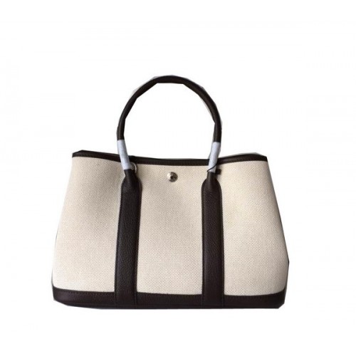 Hermes Garden Party 30cm tas canvas leer H11S bruin
