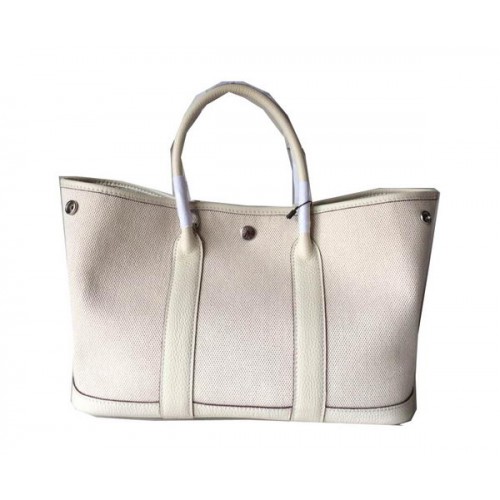 Hermes Garden Party 30CM tas canvas leer H11S gebroken wit