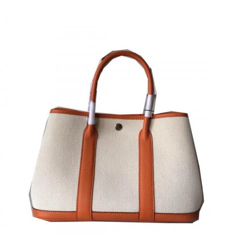 Hermes Garden Party 30CM tas canvas leer H11S oranje