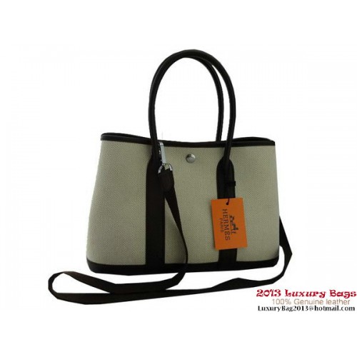Hermes Garden Party 30CM tas stof donkerbruin