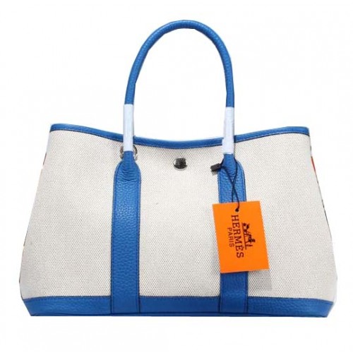 Hermes Garden Party 30cm draagtas canvas blauw