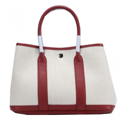 Hermes Garden Party 30cm draagtas canvas bordeauxrood
