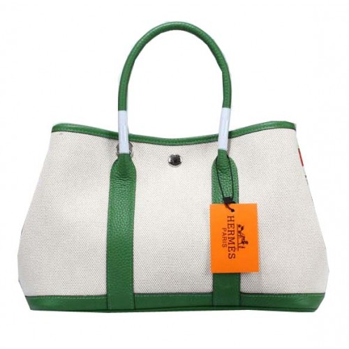 Hermes Garden Party 30cm draagtas canvas groen