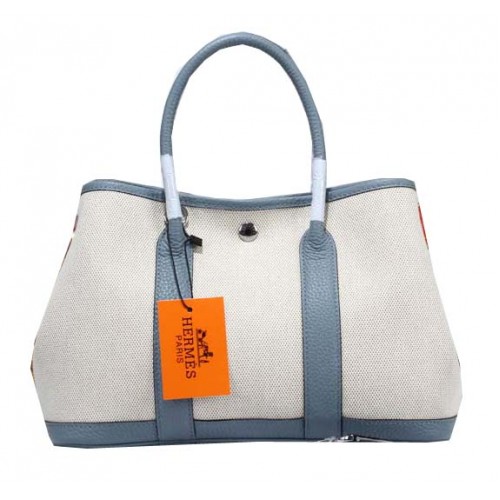 Hermes Garden Party 30cm draagtas canvas hemelsblauw