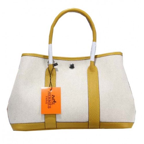Hermes Garden Party 30 cm draagtas canvas geel