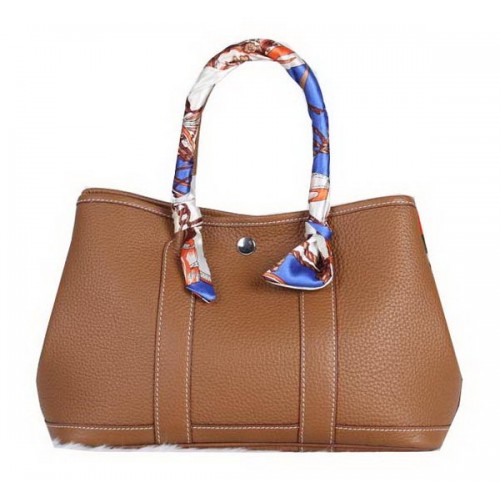 Hermes Garden Party 30cm draagtas korrelig leer tarwe