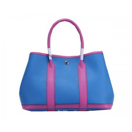 Hermes Garden Party 30cm draagtassen korrelig leer blauw en lavendel
